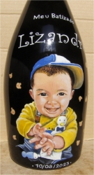 peinture sur bouteilles de champagne portrait enfant