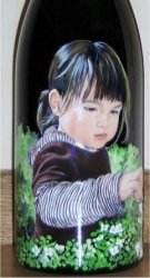 peinture sur bouteille portrait fillette