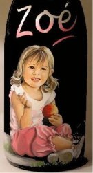 Peinture sur bouteille portrait d'enfant