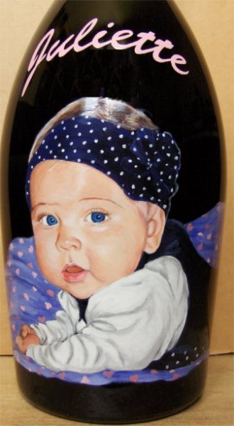 Bouteille de champagne peinte